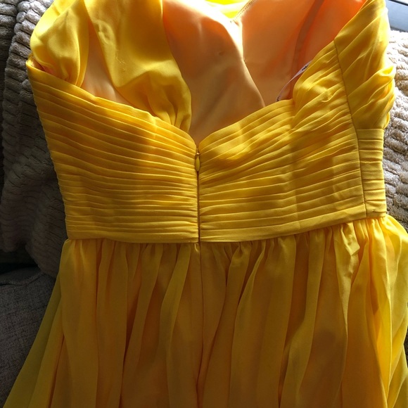 AW. BRIDAL Sz 0. Golden Yellow One Shoulder Floor Length Gown. - Picture 14 of 15